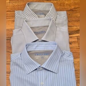 Twillory Mens Multicolor Tailored Fit Performance Shirts Size 17x 36/37-Lot Of 3